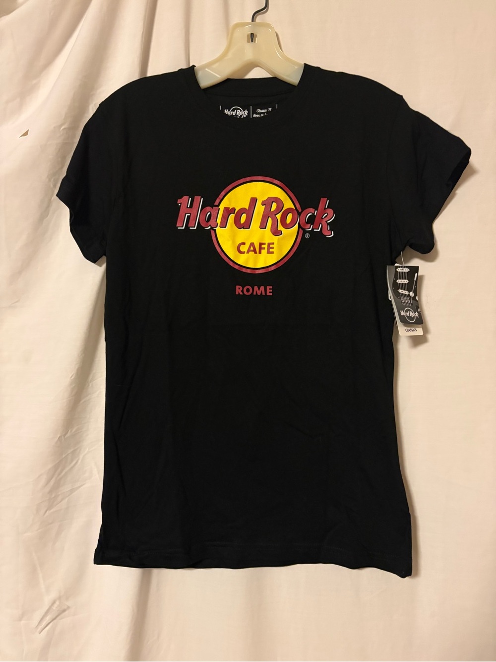Hard Rock Cafe Black Tee with Yellow & Red Logo - Rome